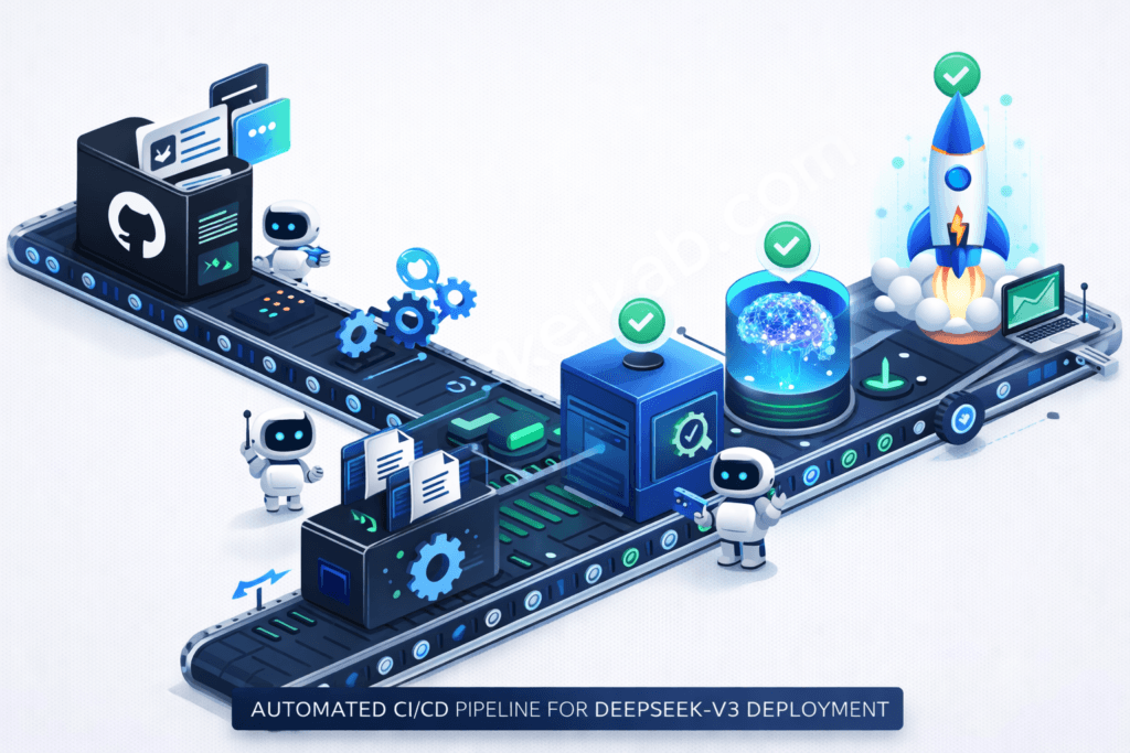 Automated CI/CD pipeline illustration for DeepSeek-V3 continuous integration and deployment