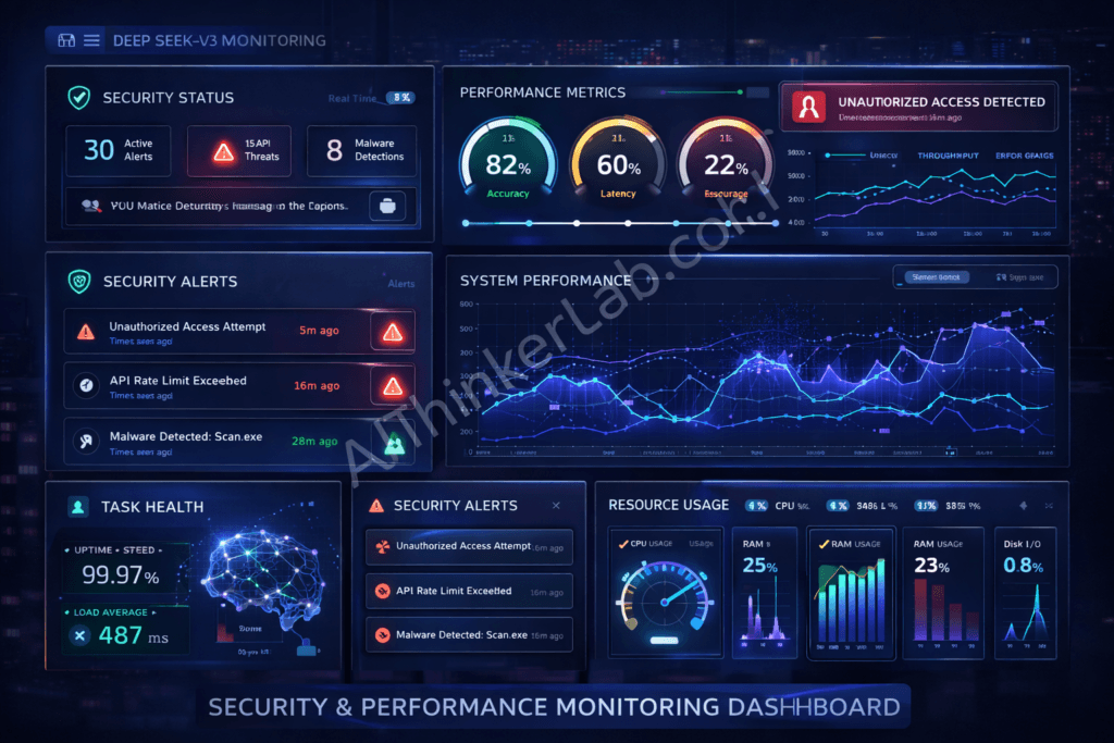 Security and performance monitoring dashboard for DeepSeek-V3 GitHub implementations