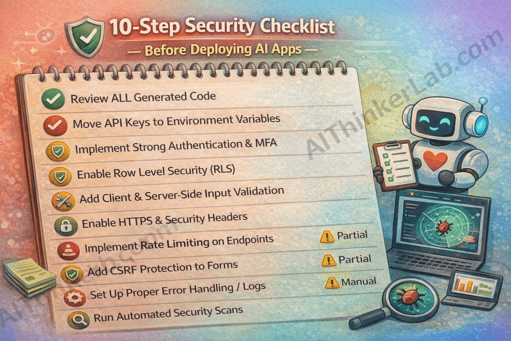 Lovable AI generated applications checklist