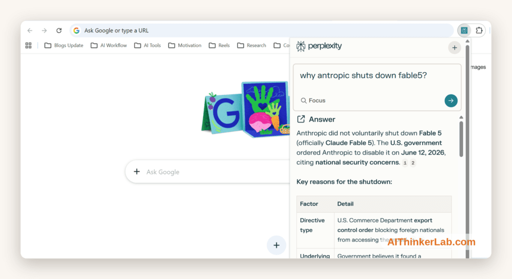 Perplexity sidebar