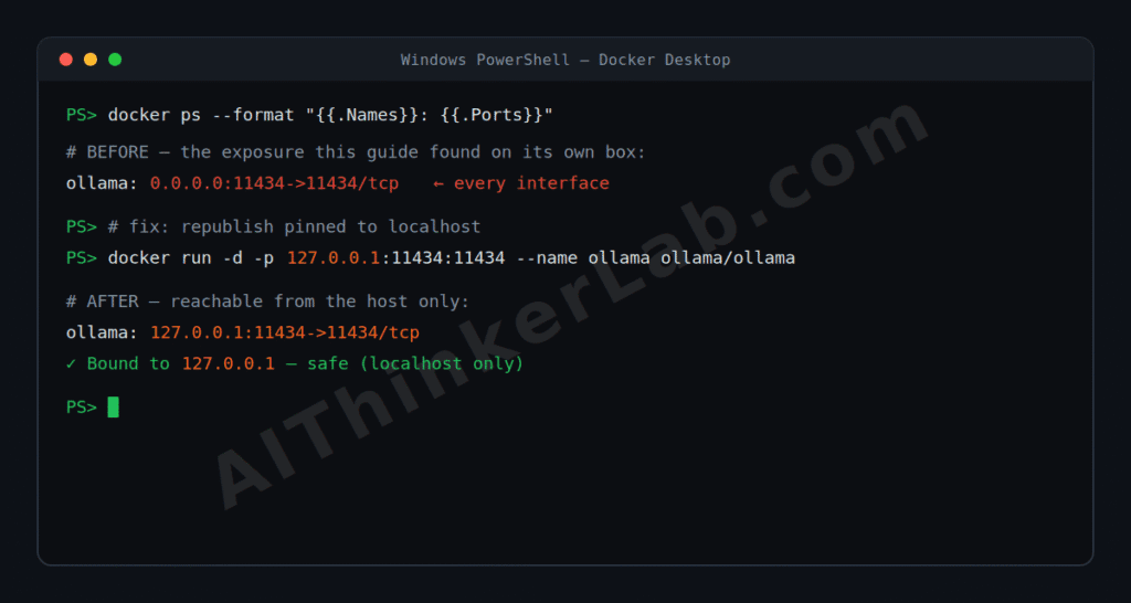Checking Ollama port binding with ss command for exposure