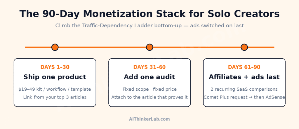 90 day ai content monetization plan for solo creators
